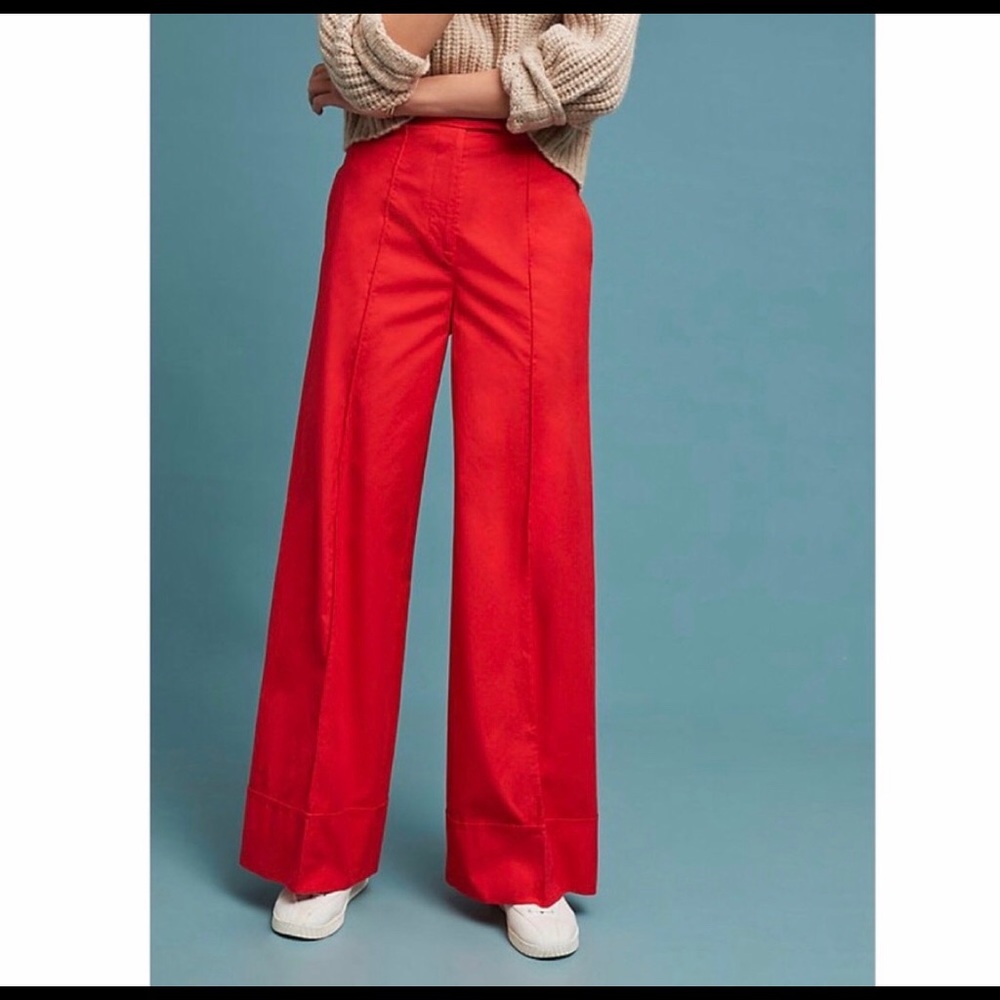 Anthropologie Poplin Wide Leg Trousers